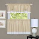 1 of 3:Darcy Window Curtain Tier and Valance Set 58x24/58x14 - Tan/White 