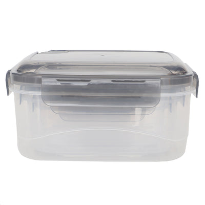 3 of 4:Home Basics 6 Pieces Locking Rectangle Food Storage Containers with Grey Steam Vented Lids 