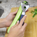4 of 4:Home Basics Meridian Stainless Steel Horizontal Vegetable Peeler, Indigo 