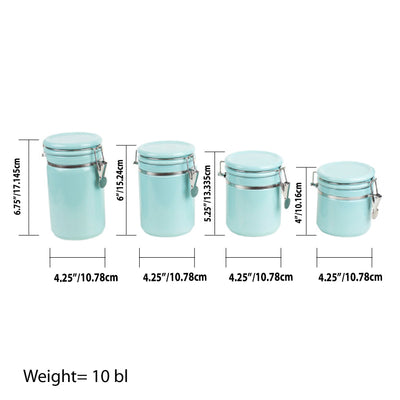 6 of 6:Ensemble de 4 boîtes en céramique Home Basics avec cuillères en bois, turquoise 
