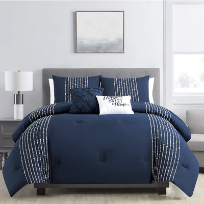 2 of 4:Ava 5 Piece Luxurious Embroidered Comforter Set 