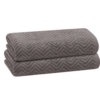 12 of 40:PREMIUS 2 Pack Chevron 100% Cotton Yarn Dyed Bath Sheet Towel, 32x64 Inches 