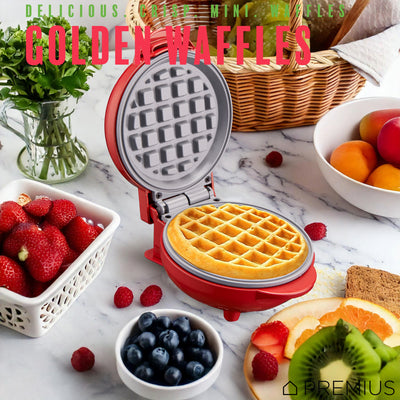 15 of 18:PREMIUS Ceramic Non-Stick Mini Snack Waffle Maker, 4 Inch Mold 