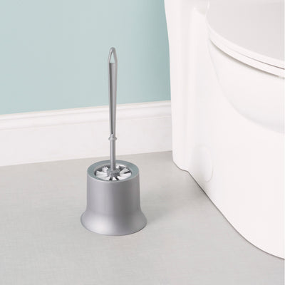 6 of 6:Brosse WC en plastique Home Basics avec support compact, gris 