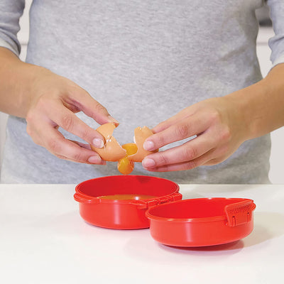 9 of 10:Sistema Microwave Egg Cooker and Poacher with Steam Release Vent, 9.16-Ounce, Red 