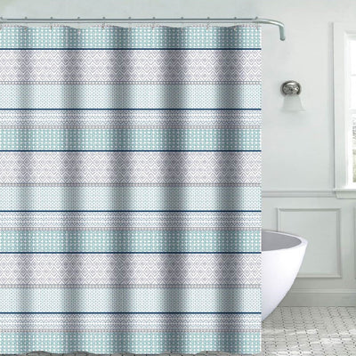 1 of 1:Calinda Striped Printed Canvas Shower Curtain, Multi, 70x72 Inches 