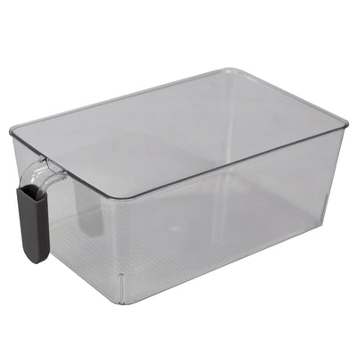 2 of 6:Grand bac de rangement coulissant en plastique Home Basics avec poignée souple, transparent 