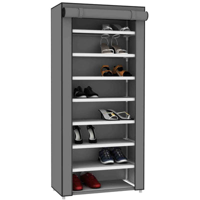 2 of 3:Home Basics Zapatero portátil de poliéster de 8 niveles, gris 