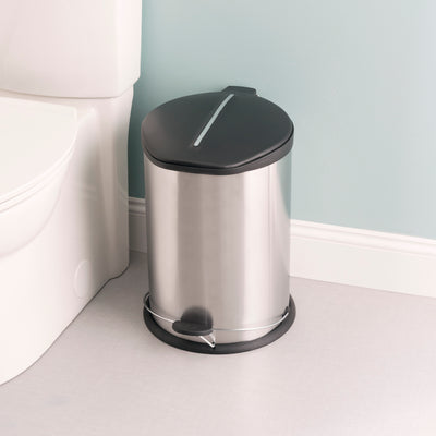 2 of 3:Home Basics 20 Liter Brushed Stainless Steel  with Plastic Top Waste Bin, Silver 