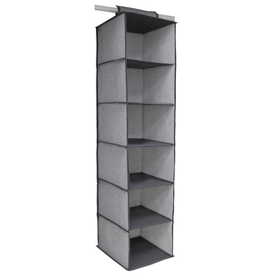 2 of 6:Rangement suspendu à 6 étagères à chevrons Home Basics, gris, 30 x 30 x 119 cm 