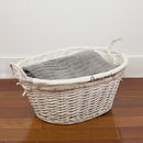 5 of 6:Home Basics Laundry Wicker Basket with Removable Liner, White 