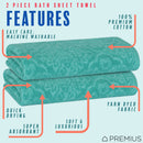 6 of 24:PREMIUS 2 Pack Damask 100% Cotton Yarn Dyed Bath Sheet Towel, 32x64 Inches 