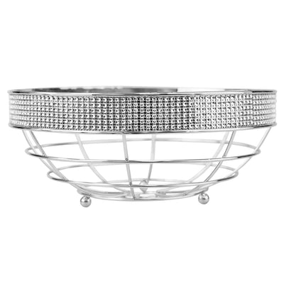 1 of 4:Home Basics Pave Large Capacity Decorative Non-Skid Steel Fruit Bowl, Chrome 