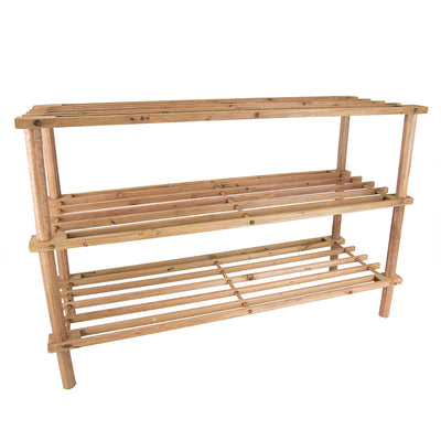 3 of 5:Home Basics Pine Shoe Shelf, Cherry 