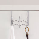 4 of 6:Home Basics Chevron 3 Dual Hook Over the Door Organizing Rack, Chrome 