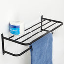 4 of 4:Home Basics Wall Mounted Towel Rack with Shelf, Black 
