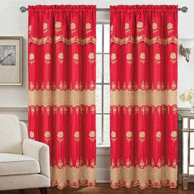 3 of 9:Panneau de fenêtre à passe-tringle brodé floral Alyssa, 54 x 84 pouces 