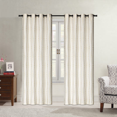 4 of 4:Eden Textured Ikat Jacquard Grommet Window Curtain Panel, 54x84 Inches 