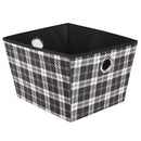1 of 4:Grand bac de rangement ouvert non tissé Home Basics Plaid avec poignées à œillets, noir 