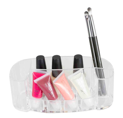 1 of 2:Home Basics Oval Cosmetic Organizer, Clear 