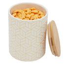2 of 4:Grand pot en céramique Home Basics Cubix avec couvercle en bambou 