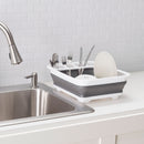 9 of 14:Home Basics Escurreplatos plegable de silicona y plástico, blanco/gris 