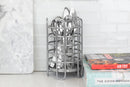 3 of 3:Home Basics Simplicity Collection Free-Standing Utensil  and Cutlery Holder with Quick Draining Holes, Satin Chrome 