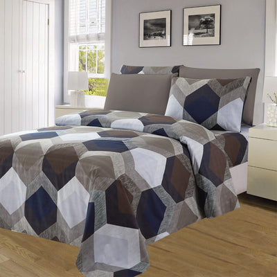1 of 4:Essentials Neutral 4 & 6 Piece Printed Wrinkle-Free Sheet Set, Honeycomb 