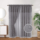 3 of 12:Kylie Embroidered Rod Pocket Window Panel with Attached Valance and Backing, 54x90 Inches 