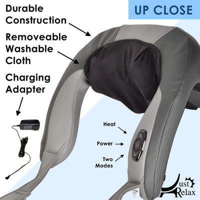 4 of 8:Just Relax Masajeador inalámbrico Shiatsu para hombros y cuello con calor, gris 