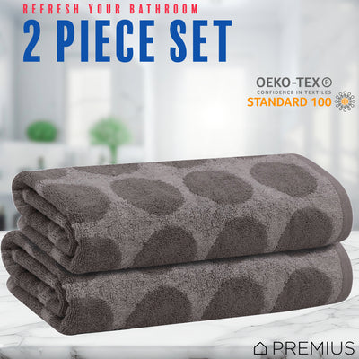 12 of 31:PREMIUS 2 Pack Circles 100% Cotton Yarn Dyed Bath Towel, 27x54 Inches 