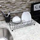 4 of 4:Home Basics Large Vinyl Coated Wire Dish Rack with Utensil Holder, Black 