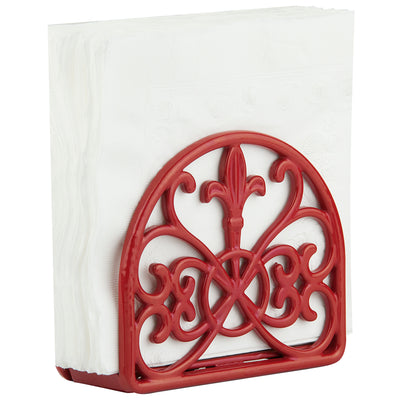 2 of 6:Home Basics Cast Iron Fleur De Lis Napkin Holder, Red 