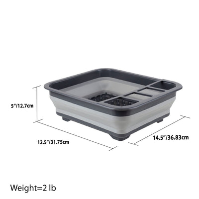 6 of 6:Home Basics Estante para platos plegable de silicona y plástico de fácil almacenamiento, gris 