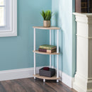 4 of 4:Home Basics Pine Wood 3 Tier Arc Corner Shelf, Natural 