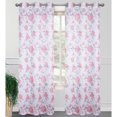 3 of 3:Lot de 2 panneaux de fenêtre transparents à œillets imprimés floraux Reema, 2-38 x 84 pouces 