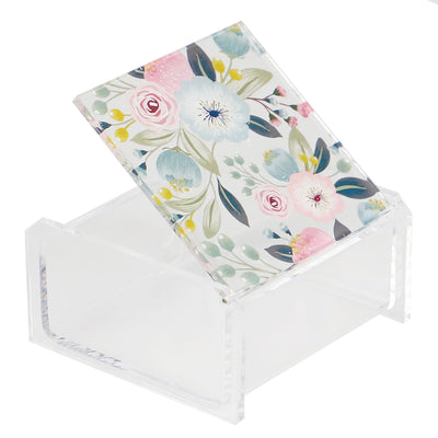 2 of 4:Home Basics Caja de cosméticos de plástico floral, transparente 