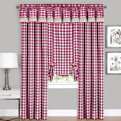 3 of 4:Buffalo Check Window Curtain Panel - 42x95 - Burgundy 