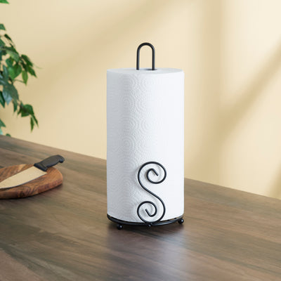 5 of 5:Porte-essuie-tout en acier Home Basics Scroll Collection, noir 