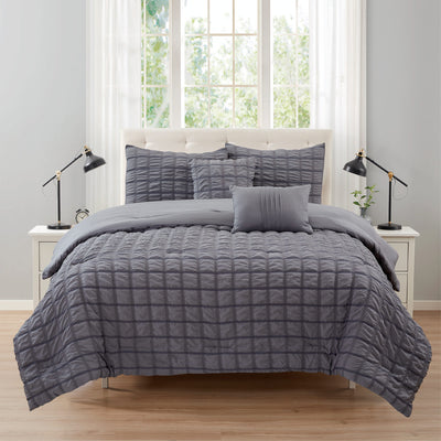 1 of 10:Rowan 5 Piece Puffy Seersucker Comforter Set 