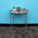 2 of 3:Home Basics Foldable Round Multi-Purpose Side Accent Metal Table, Silver 