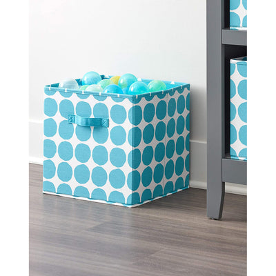 3 of 4:InterDesign Dot Cubo de almacenamiento de tela con asas, verde azulado, 13 x 13 x 13 pulgadas 