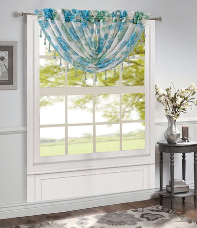 8 of 24:Gwen Dahlia Foil Sheer Rod Pocket Window Panel and Valance Treatments 