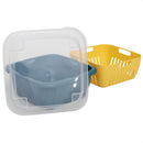 2 of 4:Home Basics Plastic Container with Strainer Basket and Clear Lid, Multi-Color 