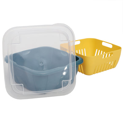 2 of 4:Home Basics Plastic Container with Strainer Basket and Clear Lid, Multi-Color 