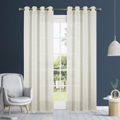 2 of 2:Panneau de fenêtre transparent métallique à œillets Aria Ikat Dash, 54 x 84 pouces 