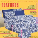 3 of 12:PREMIUS Premium Azure 4 & 6 Piece Microfiber Printed Wrinkle-Free Sheet Set 
