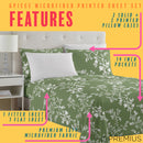 16 of 28:PREMIUS Fernando Soft Wrinkle-Free Microfiber Sheet Set, Green-White 