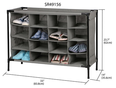 4 of 4:Étagère à chaussures non tissée Home Basics pour 16 paires, gris 