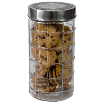 1 of 7:Home Basics Chex Collection 52 oz. Large  Glass Canister with Stainless Steel Lid 